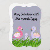 フラミンゴ妊娠パーソナライズされた 案内状 (正面/裏面)