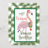 フラミンゴ季節のごあいさつフラットクリスマスカード 招待状 (正面/裏面)