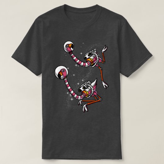 フラミンゴ宇宙宇宙飛行士 Tシャツ (デザイン正面)