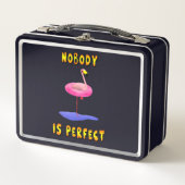 フラミンゴ実在が泳ぐリングおもしろい。 メタルランチボックス (正面)