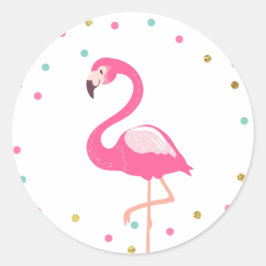 フラミンゴ封筒用シールステッカートロピカルラベル ラウンドシール