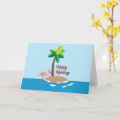 フラミンゴ島のある熱帯クリスマス島 カード (黄色い花)
