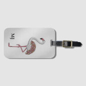 フラミンゴ恋人のシルバーブラシ付き荷物タグ ラゲッジタグ (正面横)