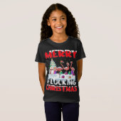 フラミンゴ恋人クリスマスギフトメリーフロッキングクリスマス Tシャツ (正面フル)