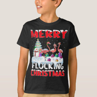 フラミンゴ恋人クリスマスギフトメリーフロッキングクリスマス Tシャツ