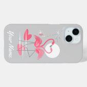 フラミンゴ愛の名前iPhoneケース Case-Mate iPhoneケース (裏面 (横))