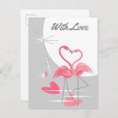 フラミンゴ愛の大月と愛のはがき ポストカード (正面/裏面)