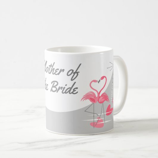 フラミンゴ愛の大月の母の花嫁のマグカップ コーヒーマグカップ (正面右)