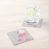 フラミンゴ愛コースターの正方形 スクエアペーパーコースター (インサイチュ)