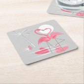 フラミンゴ愛コースターの正方形 スクエアペーパーコースター (アングル)