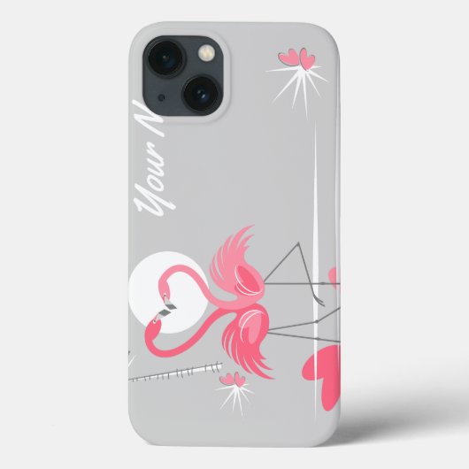 フラミンゴ愛サイド名IPadケース水平 Case-Mate iPhoneケース (裏面)