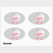 フラミンゴ愛ステッカー楕円 楕円形シール (シート)