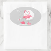 フラミンゴ愛ステッカー楕円 楕円形シール (バッグ)