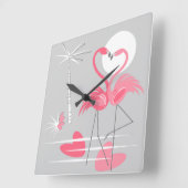 フラミンゴ愛時計の正方形 スクエア壁時計 (傾斜)