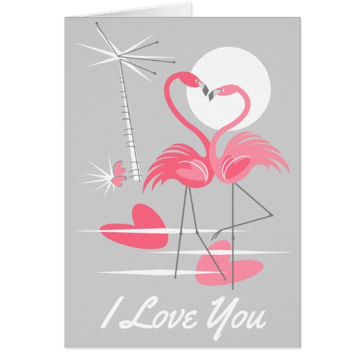 フラミンゴ愛I Love You greeting card (正面)