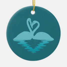 フラミンゴ抱擁 セラミックオーナメント