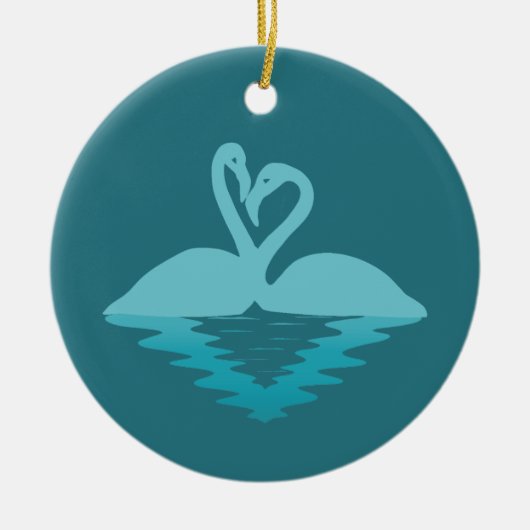 フラミンゴ抱擁 セラミックオーナメント (正面)