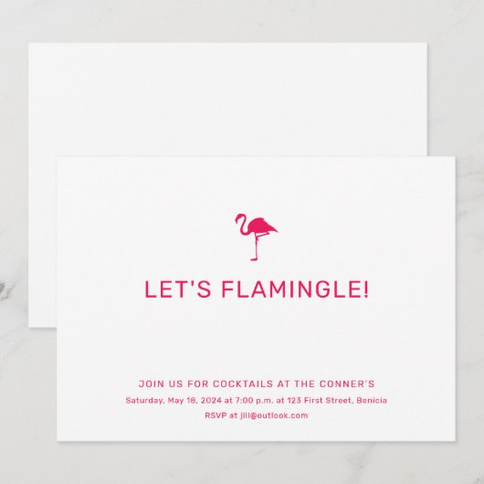 フラミンゴ招待状 招待状 (正面/裏面)