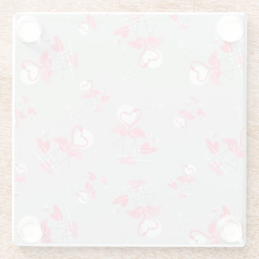 フラミンゴ数々のラブコースター ガラスコースター (裏面)