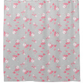 フラミンゴ数々のラブシャワーカーテン シャワーカーテン (正面)