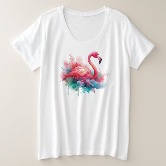 フラミンゴ昇華–95158 プラスサイズTシャツ (デザイン正面)