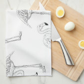 フラミンゴ模様 キッチンタオル (四つ折り)