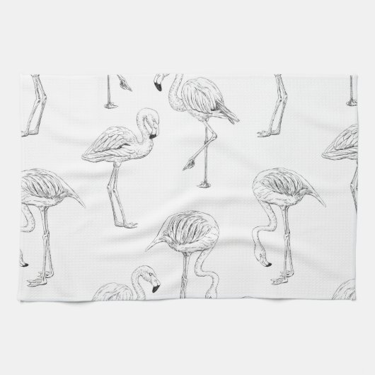 フラミンゴ模様 キッチンタオル (横)