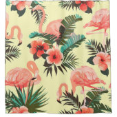 フラミンゴ模様 シャワーカーテン (正面)