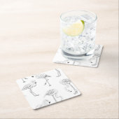 フラミンゴ模様 スクエアペーパーコースター (インサイチュ)