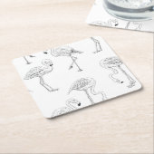 フラミンゴ模様 スクエアペーパーコースター (アングル)