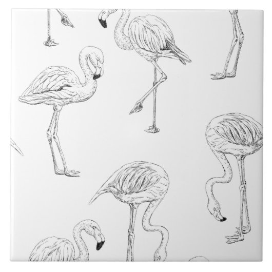 フラミンゴ模様 タイル (正面)