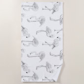 フラミンゴ模様 ビーチタオル (正面)