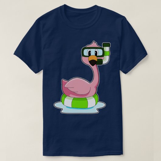 フラミンゴ水泳救命ブイ Tシャツ (デザイン正面)