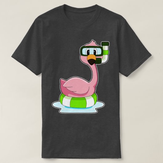 フラミンゴ水泳救命ブイ Tシャツ (デザイン正面)