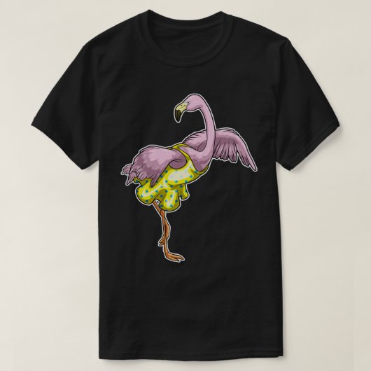 フラミンゴ水玉模様ドレス Tシャツ (デザイン正面)