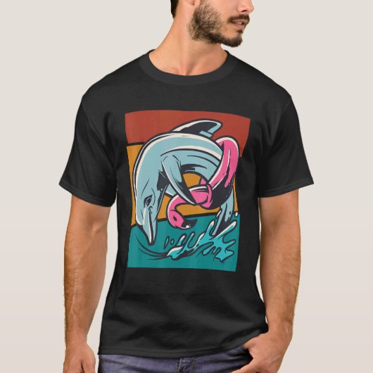 フラミンゴ海イルカ Tシャツ (正面)