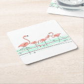 フラミンゴ海グループコースター スクエアペーパーコースター (アングル)