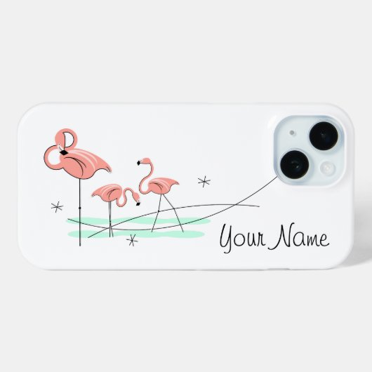 フラミンゴ海トリオ'名前' iPhoneケース Case-Mate iPhoneケース (裏面 (横))