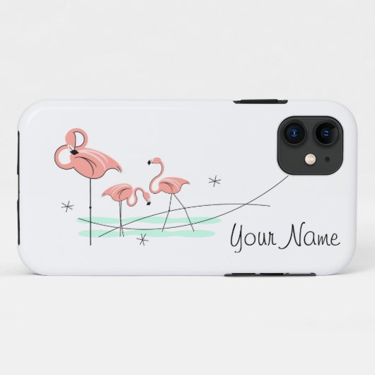 フラミンゴ海トリオ'名前' iPhone 11タフ Case-Mate iPhoneケース (裏面(横))