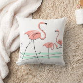 フラミンゴ海トリオ2アクアチェックバックスクエア クッション (ブランケット)