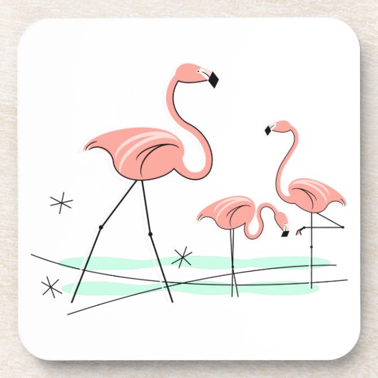 フラミンゴ海トリオ2コースタープラスチック コースター (正面)