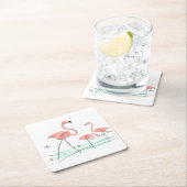 フラミンゴ海トリオ2コースター スクエアペーパーコースター (インサイチュ)