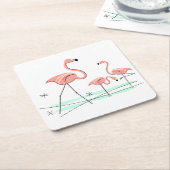 フラミンゴ海トリオ2コースター スクエアペーパーコースター (アングル)