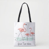 フラミンゴ海トリオ2文字オールオーバー トートバッグ (正面)