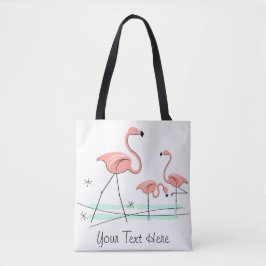 フラミンゴ海トリオ2文字オールオーバー トートバッグ