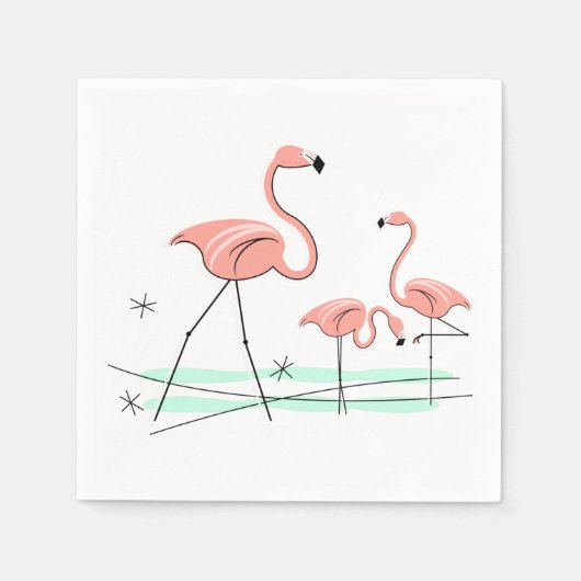 フラミンゴ海トリオ2紙ナプキン スタンダードカクテルナプキン (正面)