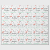 フラミンゴ海'ハッピーバースデー' ラッピングペーパー (フラット)