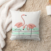 フラミンゴ海ペアのバックスクエア クッション (ブランケット)