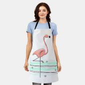 フラミンゴ海全巻エプロン エプロン (着用した状態)