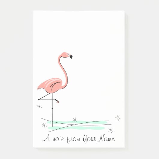 フラミンゴ海「文字」垂直 ポストイット (正面)